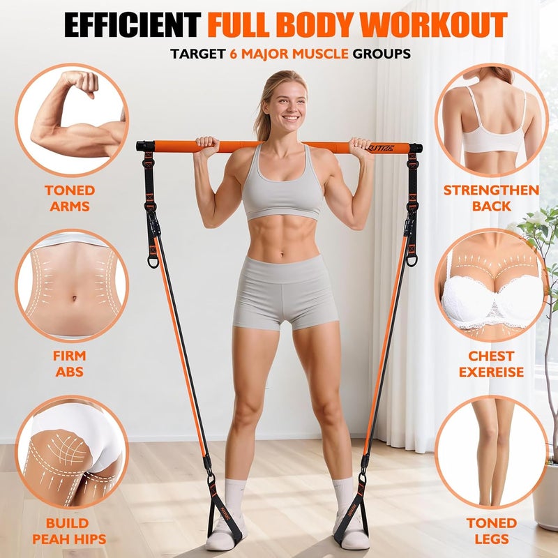 KUTIZE Pilates Bar Kit with Resistance Bands, Pilates Equipment, Multifunctional Pilates Bar for Women & Men, Pilates kit for Hip, Back, Arm, Full-Body Workouts, Home Gym Strength Training Equipment - Image 2